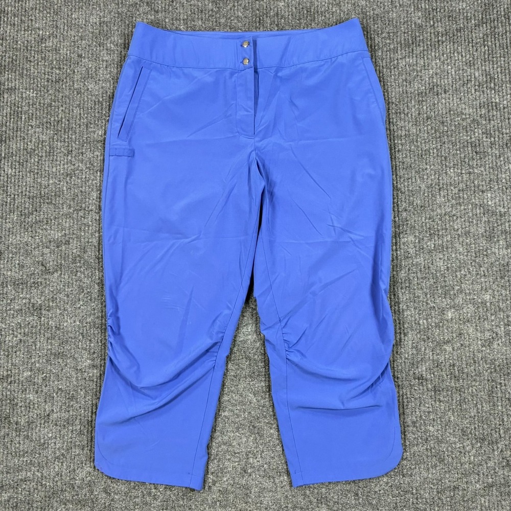 Chico's Zenergy Golf Pants Womens 1 Blue Flat Front Outdoor Stretch High Rise